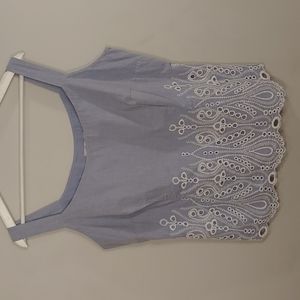 Bravissimo super curvy blue & white eyelet tank top size 16